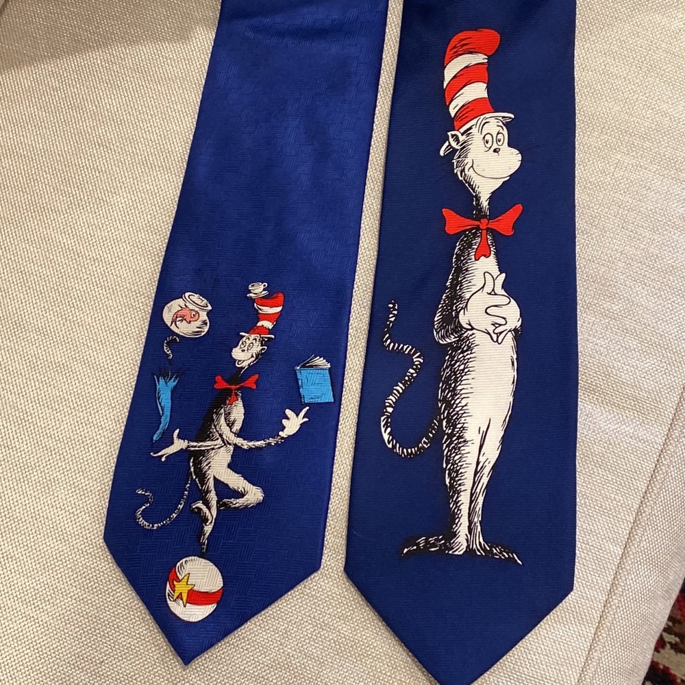 Dr. Seuss silk neckties 2 New ties “The Cat 🐈‍⬛ in The Hat” 🎩